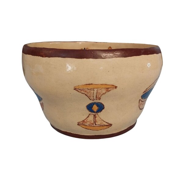 1930s Abstract Ware Mixing Bowl Handmade Hand Painted Signed FM March 1930 - Picture 4 of 10